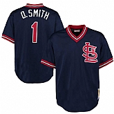 St. Louis Cardinals #1 Ozzie Smith Mitchell And Ness Navy Blue Stitched Pullover Jersey JiaSu,baseball caps,new era cap wholesale,wholesale hats